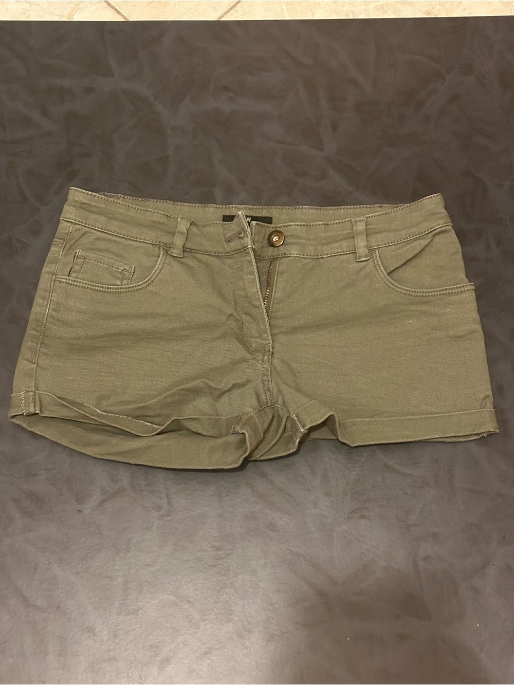 H&M Olive Green Denim Short Shorts